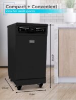 PORTABLE DISHWASHER ON WHEELS 18” WITH WORKTOP SPACE 8 PLACE-SETTING CAPACITY STAINLESS STEEL WITH FAUCET CONNECT BLACK+DECKER - Image 8