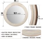 24 Inches Wood Round Mirrors for Wall Decor, Rustic Decorative Circle Mirror for Home, Office, Bedroom, Bathroom, Living Room, Entryway - Image 6