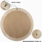 24 Inches Wood Round Mirrors for Wall Decor, Rustic Decorative Circle Mirror for Home, Office, Bedroom, Bathroom, Living Room, Entryway - Image 7