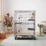 Amazon Basics Large 3-Tier Cat Durable,Pliable Cage Playpen Box Crate Kennel - 35.8"L x 22.4"W x 50.6"H, Black - Image 7