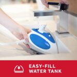 Sunbeam Hot-2-Trot Travel Steam Iron, 800 Watt Dual Voltage 120/240, Compact Size, Portable, Non-Stick Soleplate, Soft Touch Handle, Horizontal or Vertical Use, White and Blue - Image 7