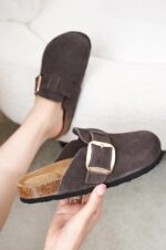 Project Cloud 100% Genuine Leather Clogs for Women Shoes - Memory Foam Insole, Non-Slip & Natural Cork Footbed Arch Support Big Buckle Womens Clogs and Mules Footwear (Manchester) - Image 3