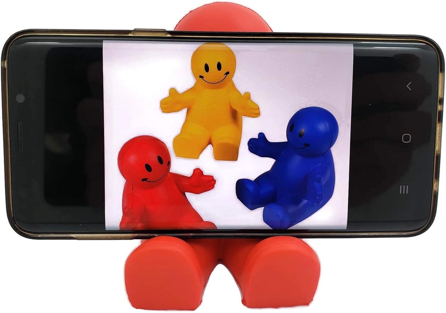 4" Fun Colorful Squeezable Smile Face Guy Phone Holders (3 Pack) Stress Relief Desk Accessories, Flexible Silicone Stand for Smartphones & Tablets, Fun Gifts for Home or Office - Image 5