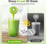 KOIOS Blender for Smoothies,Personal Blender for Shakes and Smoothies with 3 * 22oz To-Go Cups,22000 RPM Smoothie Maker,Detachable 6-leaf Blade Portable Blenders for kitchen,Black - Image 7