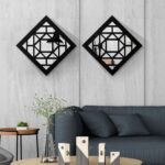 2 PCS Square Wall Mirror,Rustic Farmhouse Wall Mirrors,12 inch Small Mirror Art (style1 Black) - Image 3