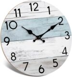 Wall Clock Silent Non-Ticking Wooden Clocks Battery Operated 8 Inch Small Country Retro Rustic and Beach Style Decorative for Kitchen, Home, Bathroom, Bedroom (Blue) - Image 3