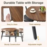 Pamapic Round Dining Table Set for 4, Kitchen Table and Chairs for 4, Dining Room Circle Dinner Pedestal Table, Solid Metal Frame,Space Saving Wood Kitchen & Dining Room Furniture,Walnut - Image 5