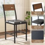 Pamapic Round Dining Table Set for 4, Kitchen Table and Chairs for 4, Dining Room Circle Dinner Pedestal Table, Solid Metal Frame,Space Saving Wood Kitchen & Dining Room Furniture,Walnut - Image 8