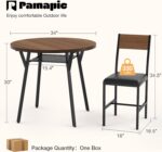 Pamapic Round Dining Table Set for 4, Kitchen Table and Chairs for 4, Dining Room Circle Dinner Pedestal Table, Solid Metal Frame,Space Saving Wood Kitchen & Dining Room Furniture,Walnut - Image 9