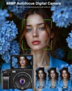 8K Digital Camera, 88MP Cameras for Photography, Vlogging Camera for YouTube with 3" 180° Flip Screen, 18X Zoom UHD Autofocus Video Camara with Lens Hood, 64GB Card - Image 4