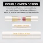 6 Colors Cream Contour Sticks Set, Shades with Highlighter, Bronzer and Blush, Double Ended Contour Sticks for Cheeks,Long Lasting, Waterproof and Matte Finish Makeup Kit (SET B) - Image 4