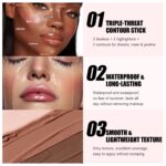 6 Colors Cream Contour Sticks Set, Shades with Highlighter, Bronzer and Blush, Double Ended Contour Sticks for Cheeks,Long Lasting, Waterproof and Matte Finish Makeup Kit (SET B) - Image 5