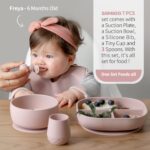SAMiGO Silicone Baby Feeding Set, Baby Led Weaning Supplies, Suction Bowl Plate Bib Cup Self Feeding Spoons, Solid Food Eating Essentials, First Stage Utensils, 6+ Months - Image 3