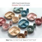 SAMiGO Silicone Baby Feeding Set, Baby Led Weaning Supplies, Suction Bowl Plate Bib Cup Self Feeding Spoons, Solid Food Eating Essentials, First Stage Utensils, 6+ Months - Image 7