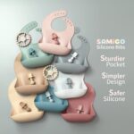 SAMiGO Silicone Baby Feeding Set, Baby Led Weaning Supplies, Suction Bowl Plate Bib Cup Self Feeding Spoons, Solid Food Eating Essentials, First Stage Utensils, 6+ Months - Image 8