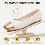 Eydram Ballet Flats Shoes for Women PU Leather Dress Shoes Square Toe Black White Flats for Women Dressy Comfortable for Walking Office Party - Image 3