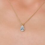 Gem Stone King 3 to 5 Carat 10K Yellow Gold IGI Certified Pear Shape Lab Grown Diamond Teardrop Pendant Necklace For Women | E-F Color | VS1-VS2 Clarity | With 18 Inch Gold Chain - Image 3