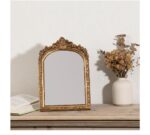 Small Gold Vintage Wall & Tabletop Mirror, 10' x 7', Art Deco Style, Antique Gold Resin Frame - Image 3