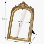 Small Gold Vintage Wall & Tabletop Mirror, 10' x 7', Art Deco Style, Antique Gold Resin Frame - Image 5