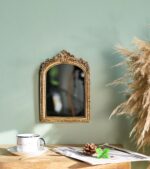 Small Gold Vintage Wall & Tabletop Mirror, 10' x 7', Art Deco Style, Antique Gold Resin Frame - Image 6