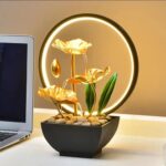 TiCin USB Powered Tabletop Fountain with Natural Rocks and LED Ring Lights, Tabletop Humidifier, Humidifier for Bedroom, Home and Office Decor - Image 6