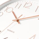 Foxtop Modern Wall Clock 12 Inch Non-Ticking Silent Battery Operated Round Quartz Rose Gold Wall Clock for Office Bedroom Living Room Kitchen Home School Decor - Image 6