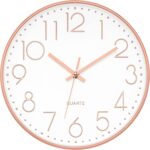 Foxtop Modern Wall Clock 12 Inch Non-Ticking Silent Battery Operated Round Quartz Rose Gold Wall Clock for Office Bedroom Living Room Kitchen Home School Decor - Image 8