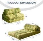 MAXYOYO Folding Sofa Bed, Convertible Sleeper Chair with Pilow Foldable Matress with Back Support, Portable Fold Out Chair Bed for Living Room Bedroom, Green Double - Image 3
