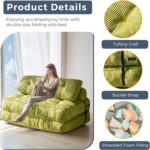 MAXYOYO Folding Sofa Bed, Convertible Sleeper Chair with Pilow Foldable Matress with Back Support, Portable Fold Out Chair Bed for Living Room Bedroom, Green Double - Image 6