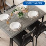IDEALHOUSE Dining Table Set for 4, Kitchen Table and Chairs for 4 with Upholstered Chairs, 5 Piece Rectangular Kitchen Table Set, Dining Room Table Set for Small Space, Apartment, Retro Gray - Image 5