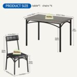 IDEALHOUSE Dining Table Set for 4, Kitchen Table and Chairs for 4 with Upholstered Chairs, 5 Piece Rectangular Kitchen Table Set, Dining Room Table Set for Small Space, Apartment, Retro Gray - Image 8