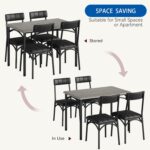IDEALHOUSE Dining Table Set for 4, Kitchen Table and Chairs for 4 with Upholstered Chairs, 5 Piece Rectangular Kitchen Table Set, Dining Room Table Set for Small Space, Apartment, Retro Gray - Image 9