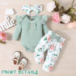 GDTOGRT Baby Girl Clothes Newborn Infant Outfits Ruffle Romper+ Floral Pants + Cute Headband Sets for Girls - Image 3