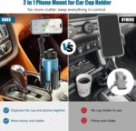 Phone Holders for Your Car Cupholder, 2 in 1 Cell Phone Holder Mount with Cup Holder Expandable Base, 360 Degree Rotating Neck, Fits All 4-7" Smartphones and Most Bottles, 1 Pack - Image 3