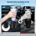 Phone Holders for Your Car Cupholder, 2 in 1 Cell Phone Holder Mount with Cup Holder Expandable Base, 360 Degree Rotating Neck, Fits All 4-7" Smartphones and Most Bottles, 1 Pack - Image 4