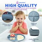 Baby Led Weaning Supplies | 10 Piece Silicone Baby Feeding Set | Baby Toddler Bib Cup Divided Plate and Bowl Self Feeding Spoons Dish Set | Baby Utensils | Toddler Feeding Supplies (Sky) - Image 5