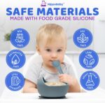 Baby Led Weaning Supplies | 10 Piece Silicone Baby Feeding Set | Baby Toddler Bib Cup Divided Plate and Bowl Self Feeding Spoons Dish Set | Baby Utensils | Toddler Feeding Supplies (Sky) - Image 6