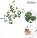 Beferr 6Pcs Artificial Eucalyptus Stems Greenery Stems 24" Tall Fake Plants Decor Faux Floral Stems for Vase Home Party Wedding Decorations - Image 7