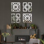 2 Pack Silver Mirrored Square Wall-Mounted Mirrors Modern Glam Accent Decor for Home - Image 5