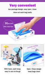 Disposable Diaper Bag for Baby, Diaper Sacks Cover the Incontinence Odor Really, Fresh Light Baby Powder Faint Scent, 540 Counts 180 Bags, Blue - Image 6