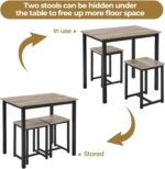 Yaheetech 3 Piece Dining Table Set - Kitchen Table & Chair Sets for 2 - Compact Table w/ 2 Stools & Space Saving Design for Dining Room Living Room Kitchen, Gray - Image 7