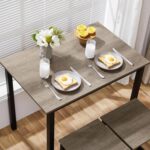 Yaheetech 3 Piece Dining Table Set - Kitchen Table & Chair Sets for 2 - Compact Table w/ 2 Stools & Space Saving Design for Dining Room Living Room Kitchen, Gray - Image 10