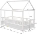 Bellemave Kids Montessori Bed Twin Size, Twin Floor Bed with High Fence, House Beds for Kids, Girls, Boys, Wood Montessori Floor Beds Without Slats(White Twin) - Image 3