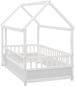 Bellemave Kids Montessori Bed Twin Size, Twin Floor Bed with High Fence, House Beds for Kids, Girls, Boys, Wood Montessori Floor Beds Without Slats(White Twin) - Image 10