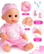 GAGAKU Baby Doll Stroller Playset with 12-inch Doll & Accessories, Foldable Lightweight Toy Stroller for Toddler Girls Kids Ages 1-6, 12" Baby Doll and Accessories Included - Image 5