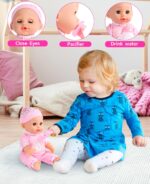 GAGAKU Baby Doll Stroller Playset with 12-inch Doll & Accessories, Foldable Lightweight Toy Stroller for Toddler Girls Kids Ages 1-6, 12" Baby Doll and Accessories Included - Image 8