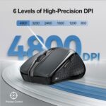 TECKNET Wireless Mouse (2.4G & BT5.0/3.0) Silent 4800 DPI Computer USB A & Bluetooth Mouse 6 Buttons, Wide Compatibility - Grey - Image 5