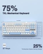 AULA F87 Wireless Mechanical Keyboard, 75% TKL Custom Hot Swappable Gaming Keyboards with PBT Keycaps, Pre-lubed Greywood Switches, RGB Backlit Creamy Keyboard, 2.4GHz/USB-C/BT5.0 - Image 10