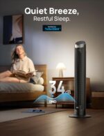 Dreo Smart Tower Fan for Bedroom, 90° Oscillating 40" Standing Fan, 26ft/s High-Speed 5 Speeds 4 Modes, Quiet Room Floor Fans, Touch/Remote/APP & Voice Control, Work with Alexa, 12H Timer, Silver - Image 4