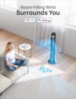 Dreo Smart Tower Fan for Bedroom, 90° Oscillating 40" Standing Fan, 26ft/s High-Speed 5 Speeds 4 Modes, Quiet Room Floor Fans, Touch/Remote/APP & Voice Control, Work with Alexa, 12H Timer, Silver - Image 7